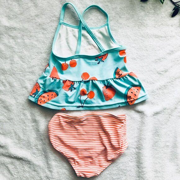 Simple Joys by Carter's Toddler 3-Pc Swimsuit Set 18M | Coral Aqua Rash Guard - Picture 5 of 14